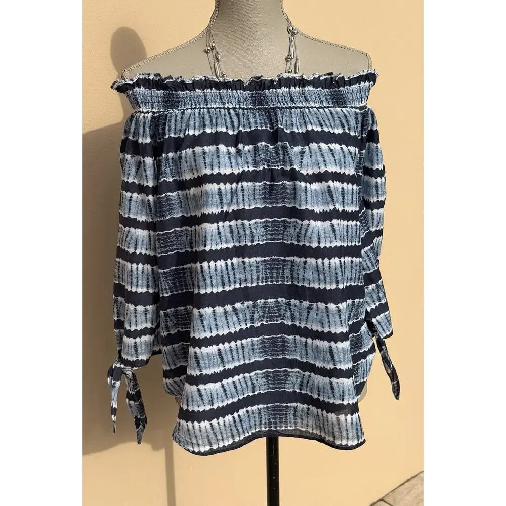 Michael Kors Boho-inspired/Peasant Off the Shoulder Women’s Tie-dye - Size M